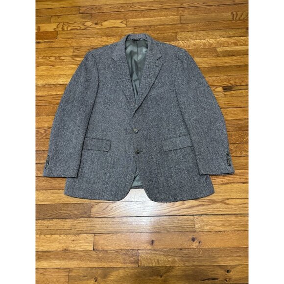 Vintage Bill Blass Mens Blazer Jacket 42R Gray Houndstooth Tweed Sport Coat - Picture 1 of 9